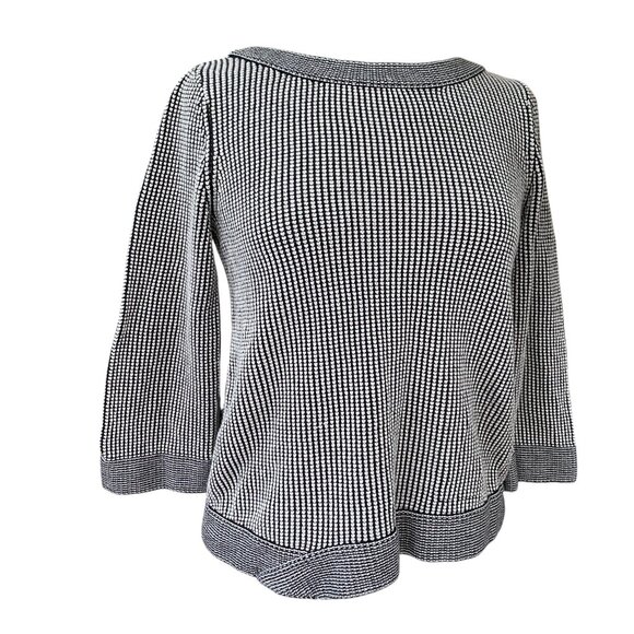 Habitat Cotton Asymmetric Hem Sweater Sz S Black White Minimalist Neutral - Picture 4 of 13